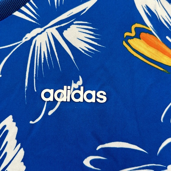 adidas x Farm Rio Butterfly Print Mini Dress Blue Short Sleeves Size Medium - Picture 4 of 10